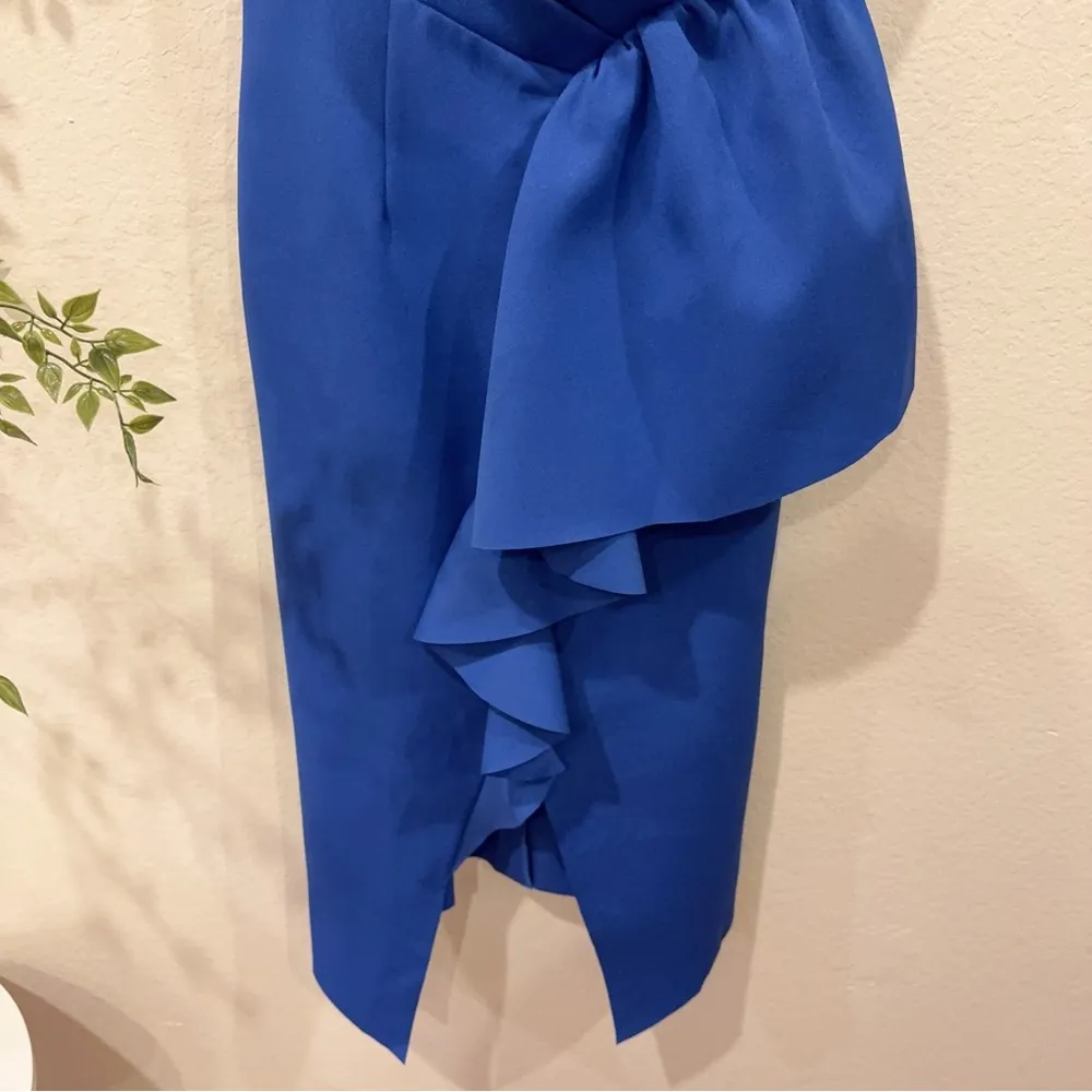 Elliatt Reception Ruffle Strapless Cocktail Midi Dress in Cobalt Blue Size S NWT - Image 4