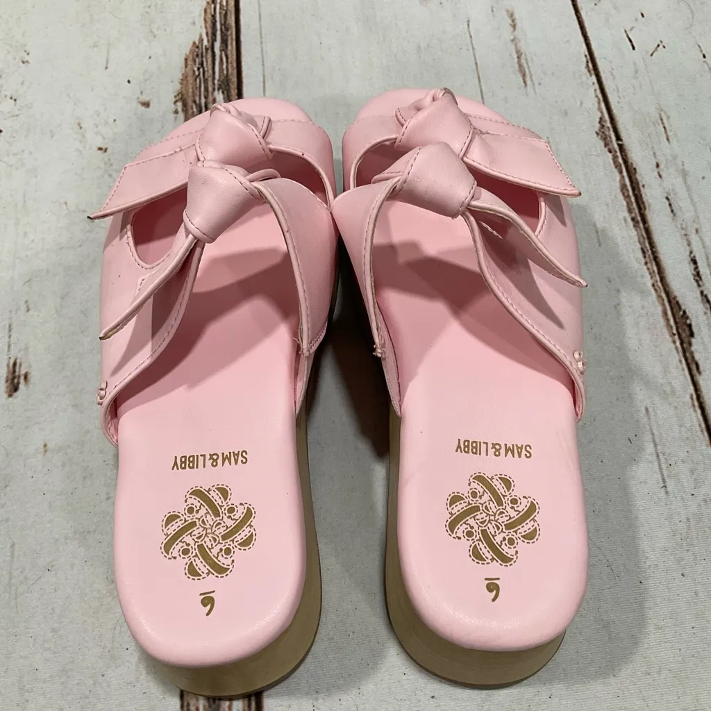 SAM & LIBBY PINK PLATFORM DOUBLE BOW TIE COMFY DRESS SANDALS - Image 2