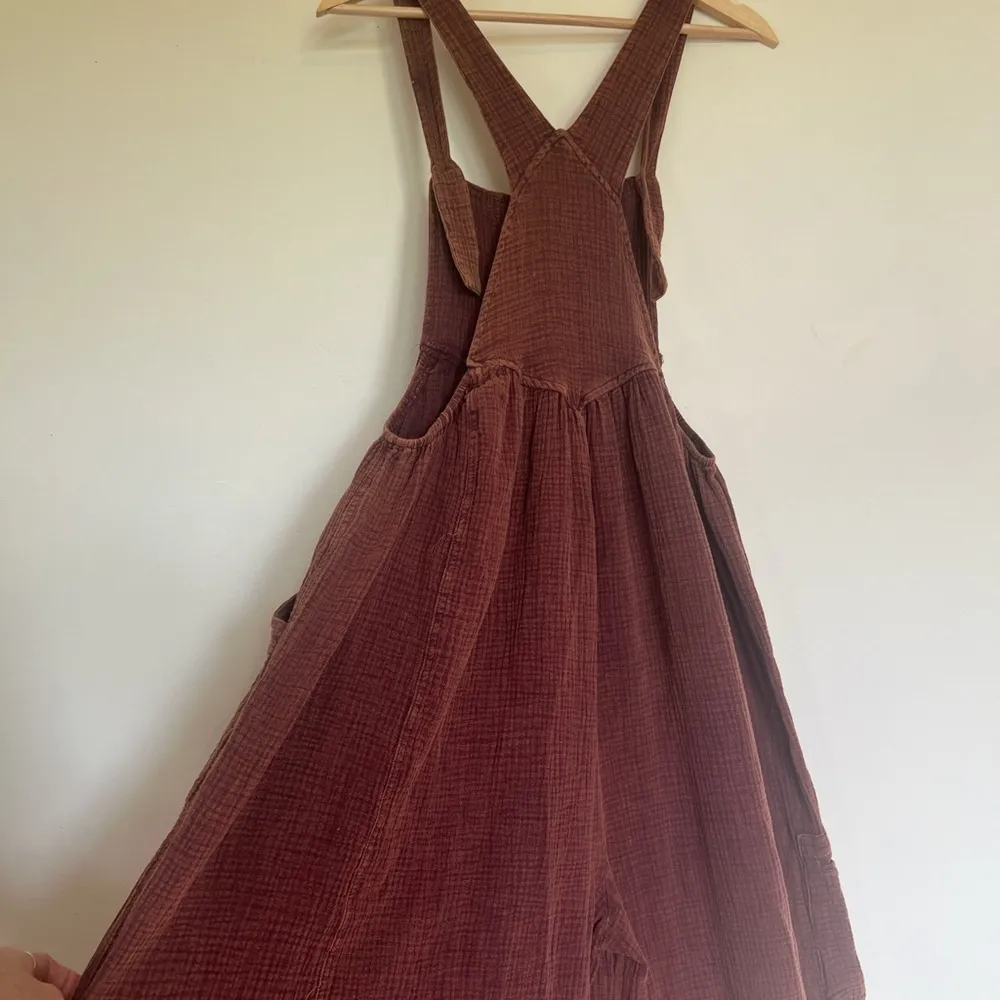 Chocolate Brown Cotton Overalls NWT Red Size M - Image 4