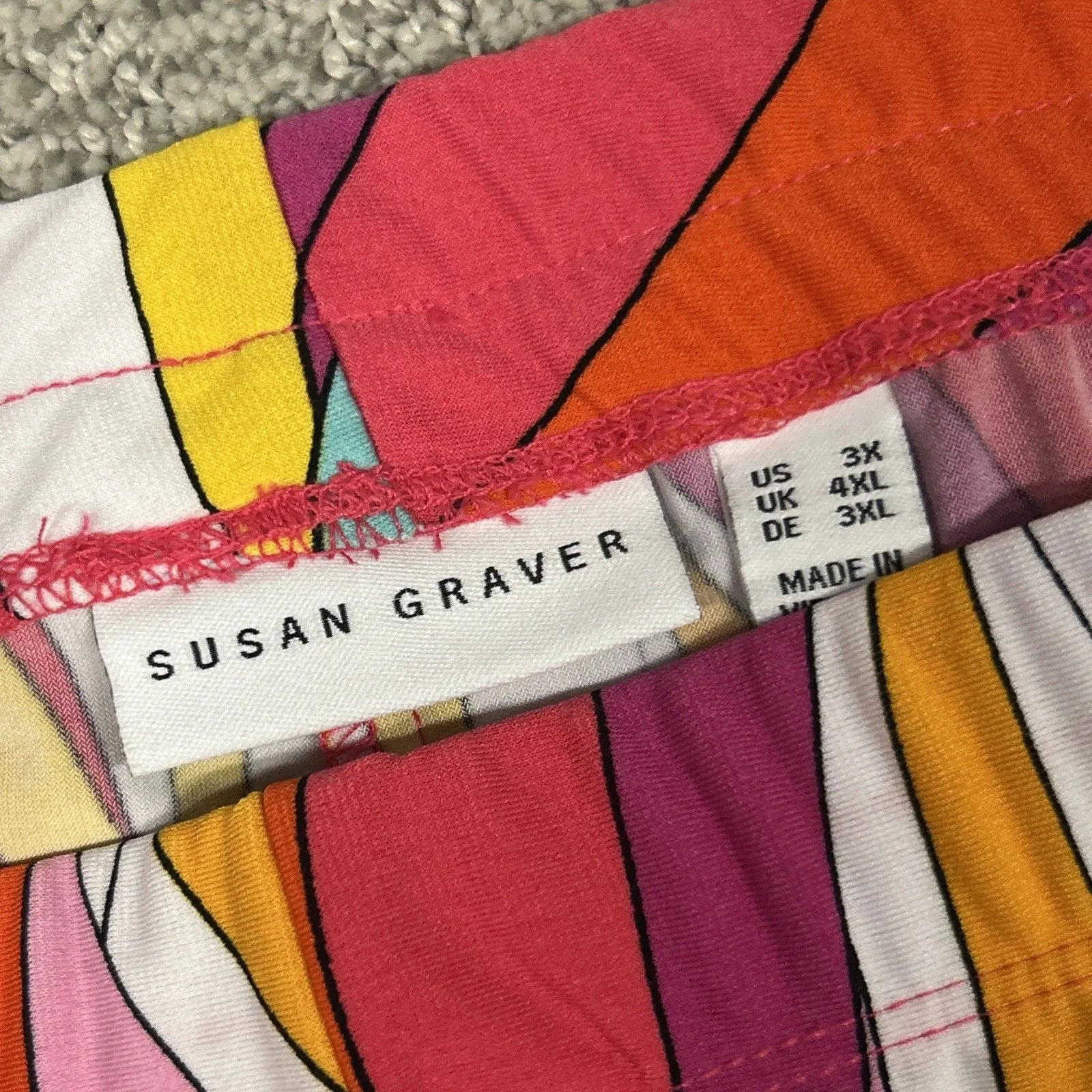 Susan Graver Pants Womens 3X Liquid Knit Colorful Vacation Resort Stretch - Image 3