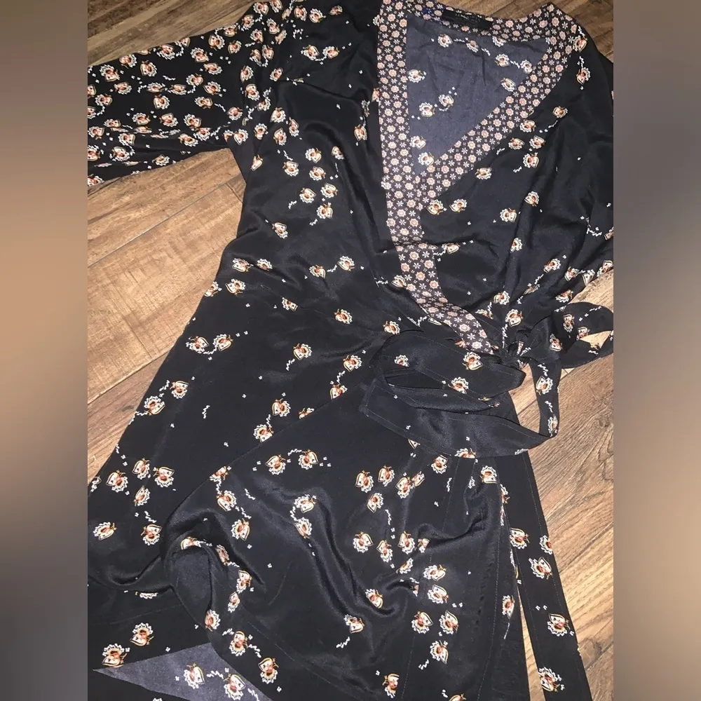 All Saints Alva Fraise Silk Wrap Kimono Dress silk Italy designer spring rare - Image 8