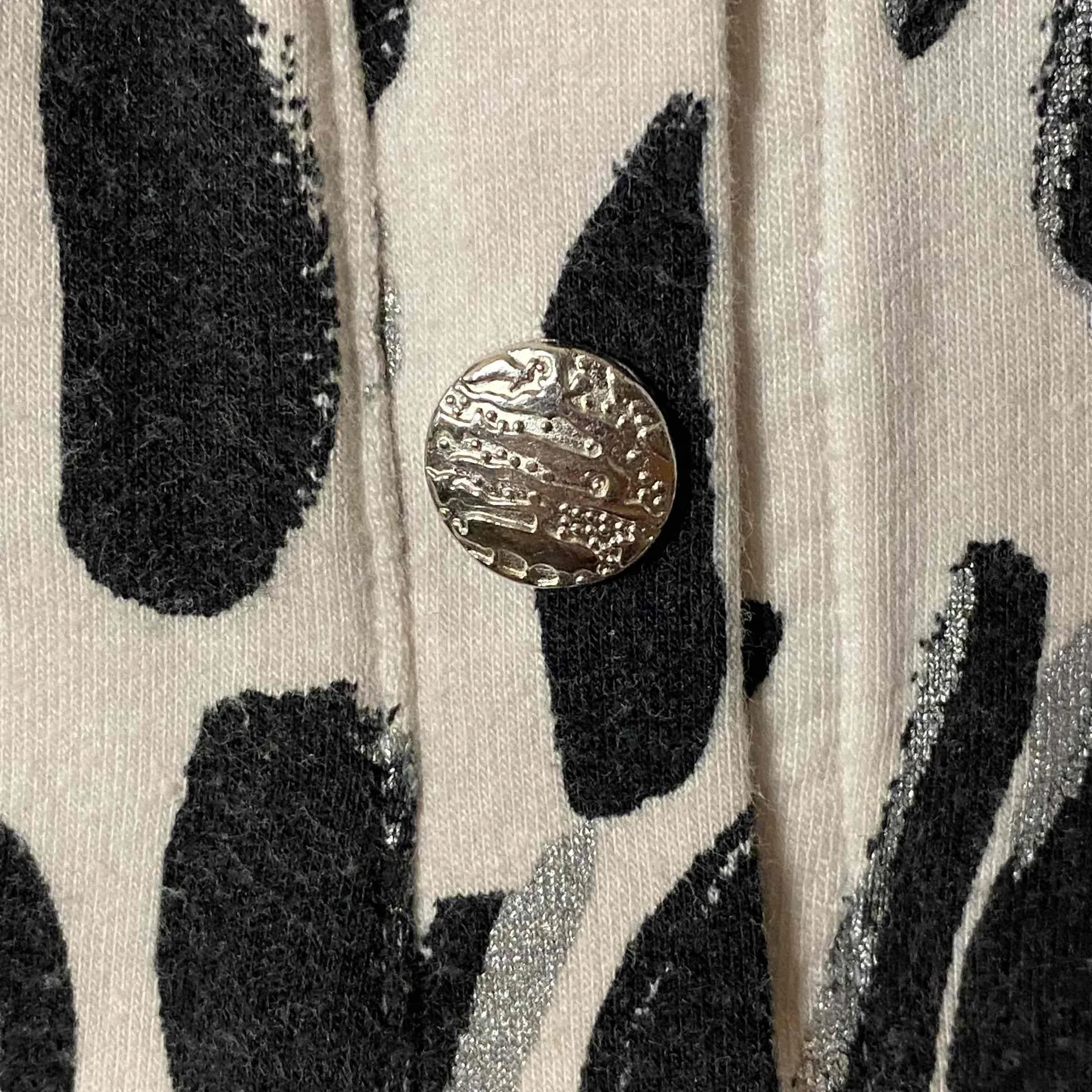 Chicos Zenergy Womens Black & White Cotton Modal Zip Up‎ Knit Jacket Sz 1 Size L - Image 8