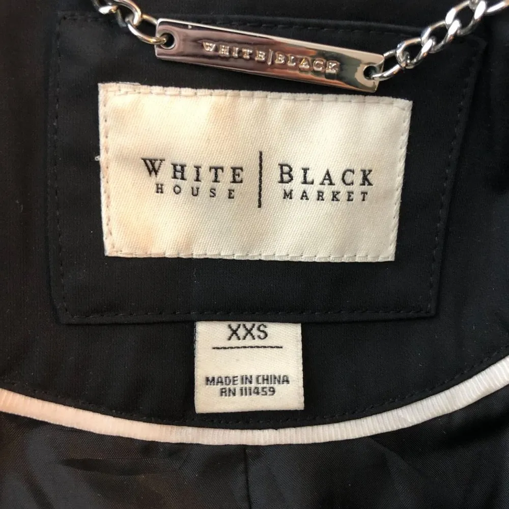 White House Black Market Womens Jacket Double Breasted 3/4 Sleeve Black XXS - Image 4