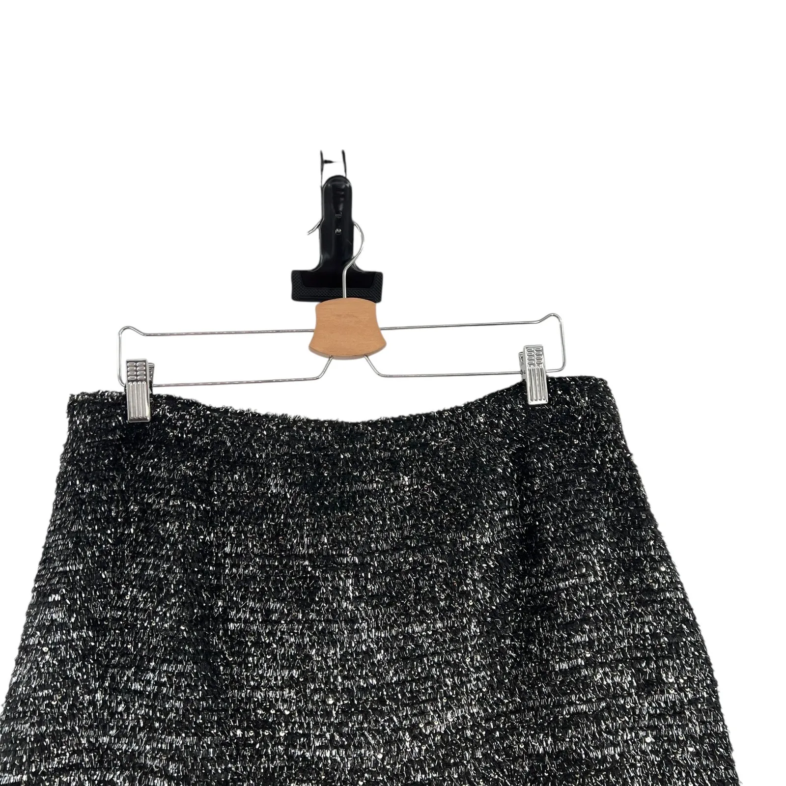 Anthropologie Hutch Saint-Michel Mini Skirt Sparkle Glitter Black Silver Size XL - Image 3