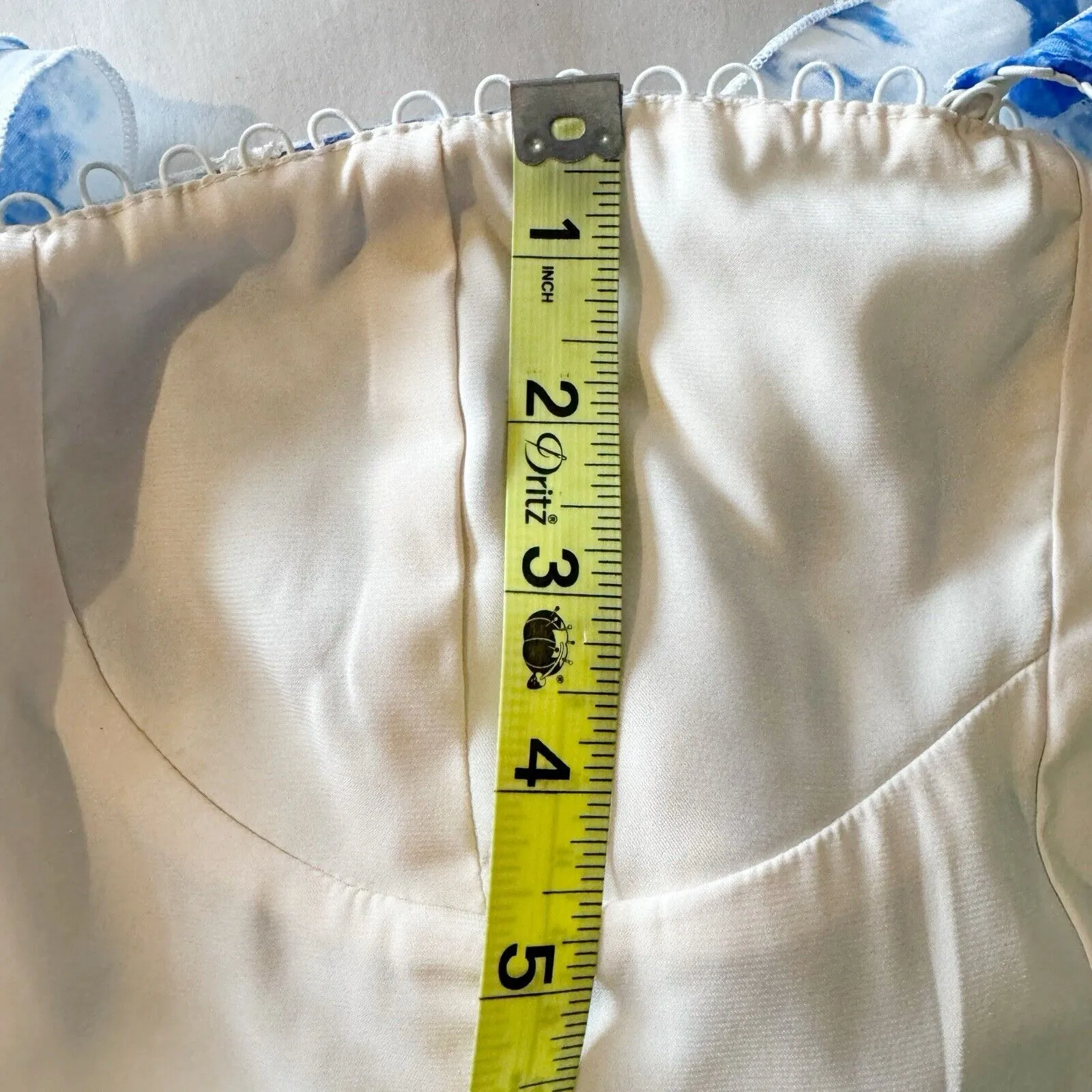 V. Chapman Provence Corset Bustier Top French Blue Floral Ruffle Lace Sz 0 - Image 13