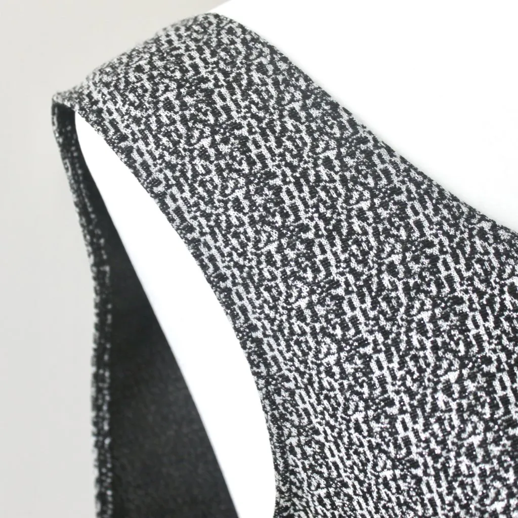 Jillian Nicole Black Silver Metallic Scoop Sleeveless Blouse Tank Top Large - Image 3