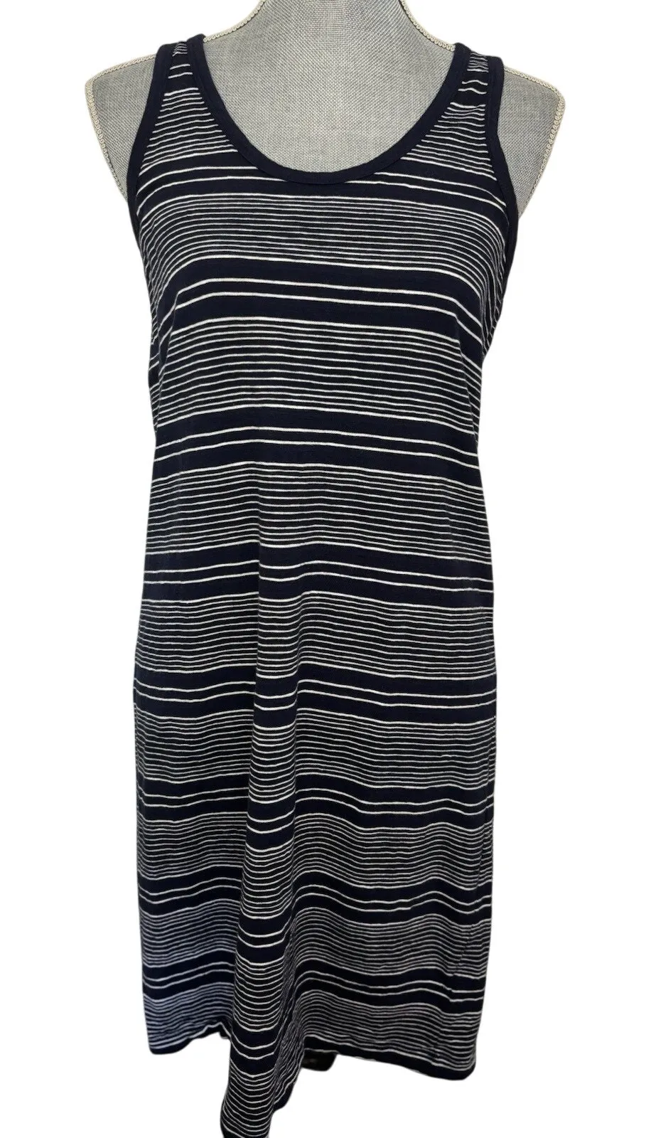 Gap Navy Striped Sleeveless Racerback Dress Size Medium Tall Nautical Beachy - Image 1