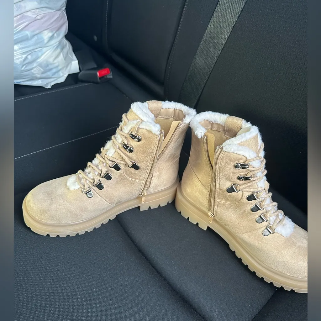 Soda Beige Lace-Up Winter Boots - Image 5