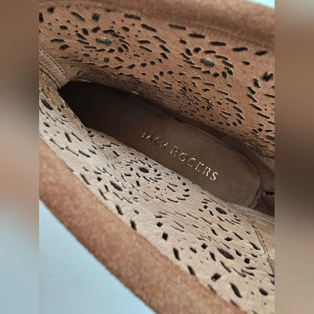 Jack Rogers Womens Beige Perforated Rondelles Zip-Up Suede Dress Booties 8 - Image 6