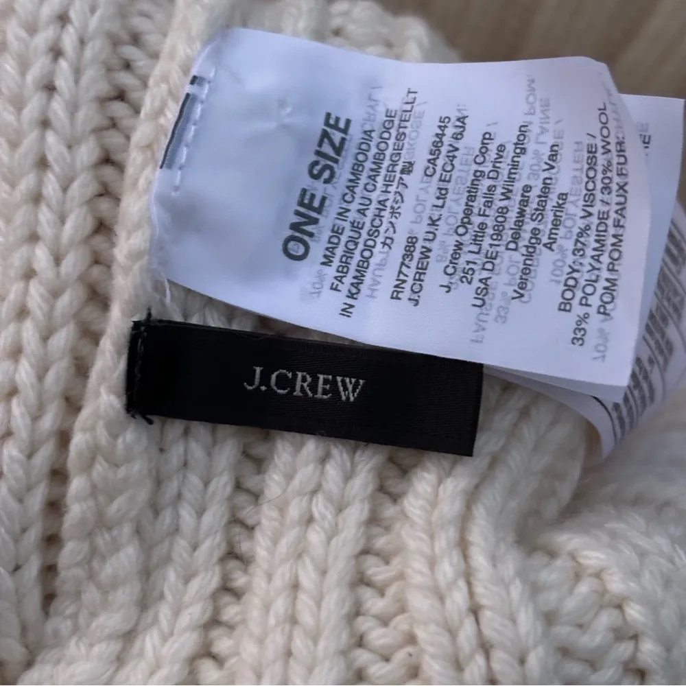 J. Crew Winter Beanie Ribbed With Faux Fur Pom Pom - Image 4
