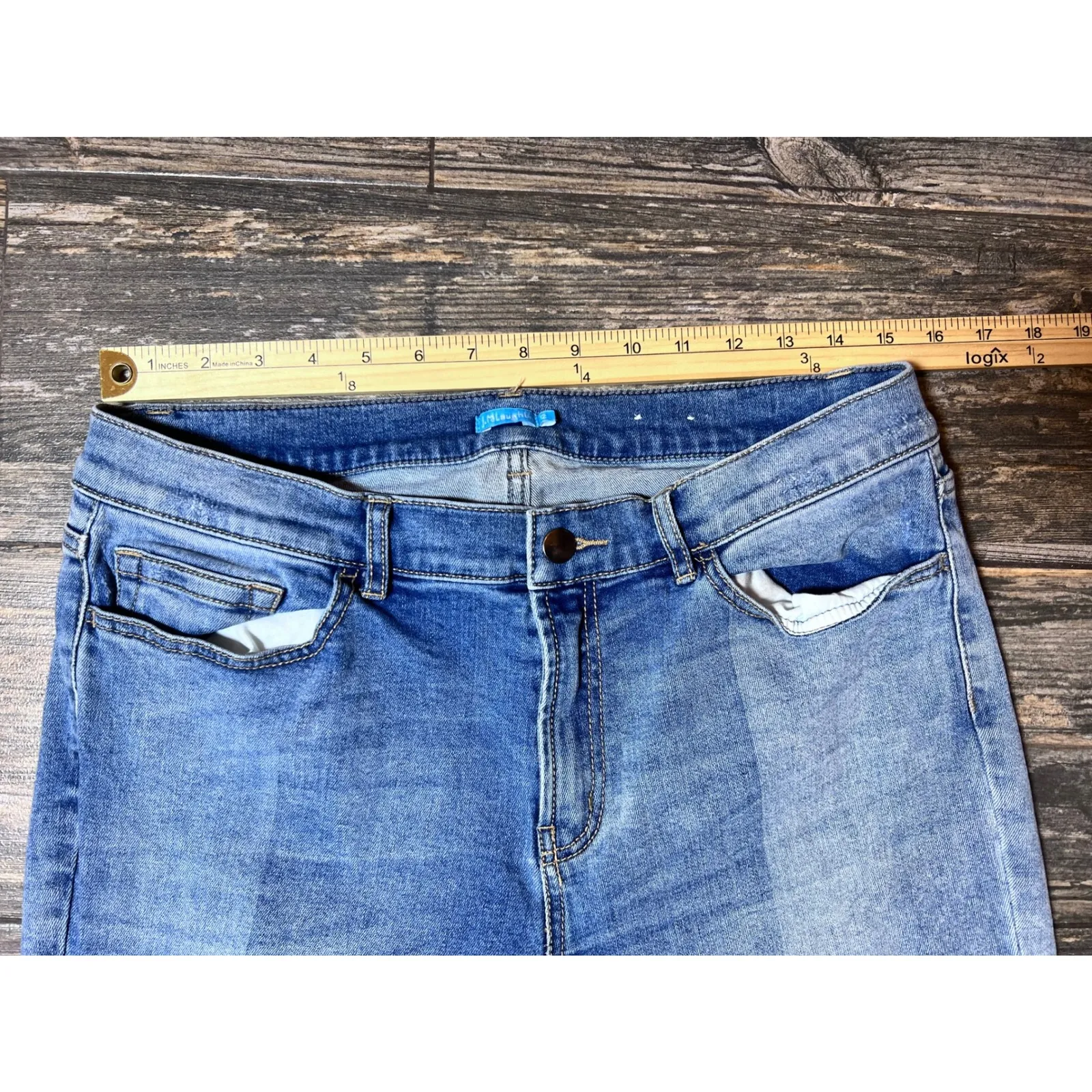 J. Mclaughlin Jaycie Blue‎ Patchwork Straight Leg Jeans Denim Pants - Image 3