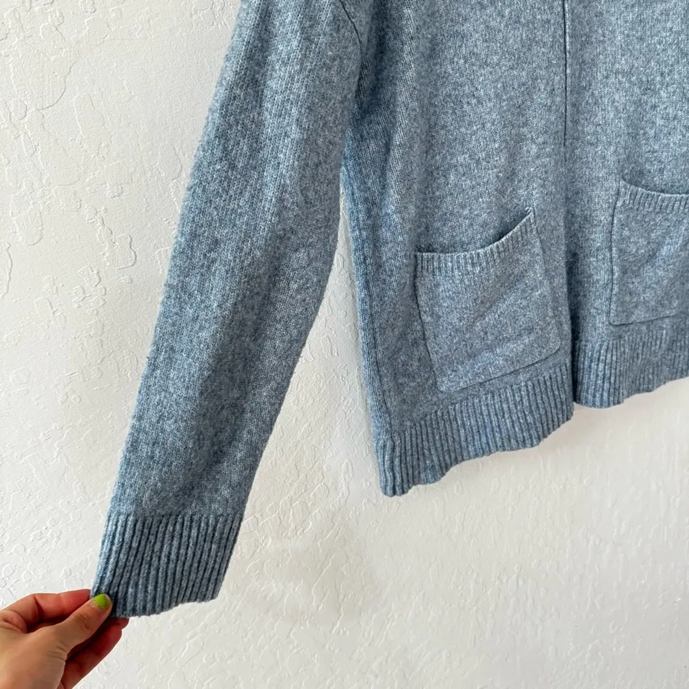 Soft Surroundings Heathered Wool Blue Turtleneck Tunic Sweater Pockets Relaxed S - Image 3