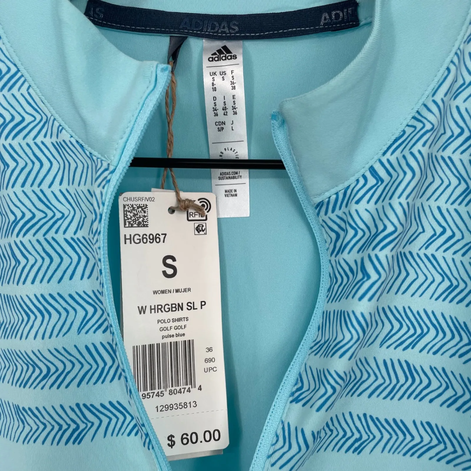 Adidas Womens Golf Shirt Sz S Light Blue Sleeveless Quarter Zip Athletic Polo - Image 3