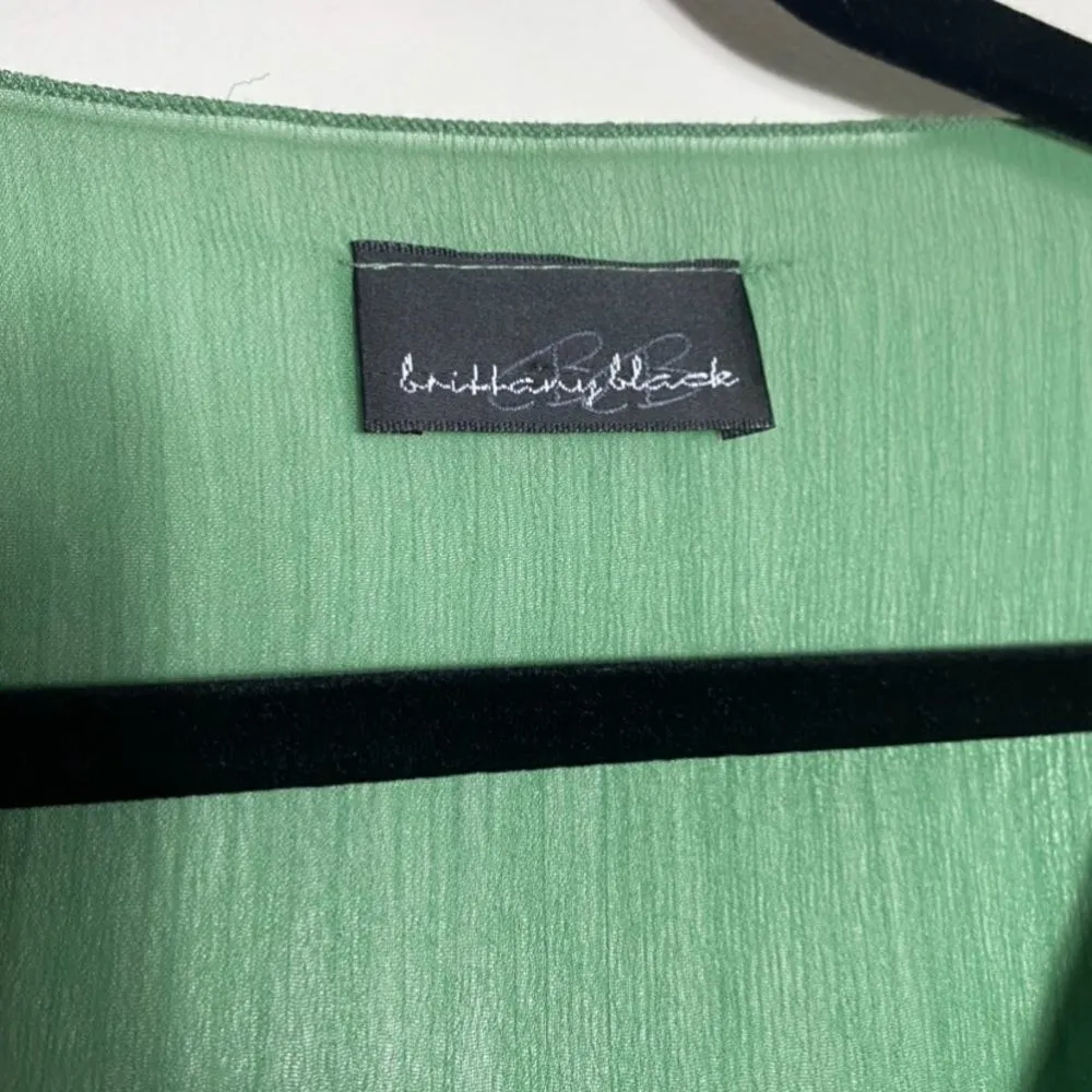 Brittany Black Women’s Sheer Green Embellished Blouse Size S/M Boho Beaded Tunic - Image 4