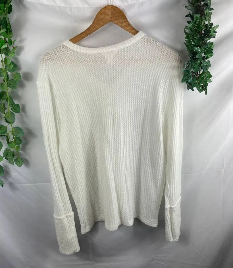 Caslon 1/4 button waffle knit top XS - Image 4