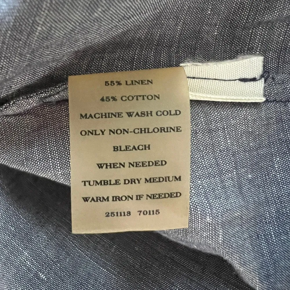 Ann Taylor Shirt Womens 4 Blue Sheen Linen Blend Neutral Basic Casual Minimalist - Image 6