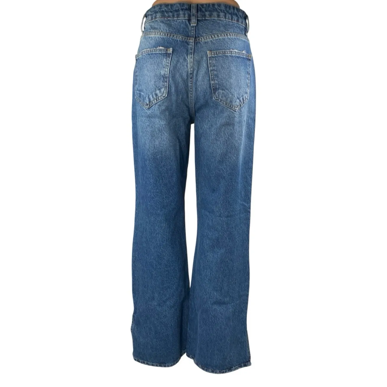 NEW Piral Women's Blue High Waisted Straight Bootcut Slit Denim Jeans Size M Size M - Image 3