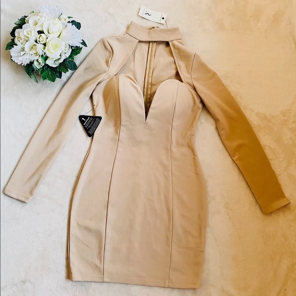 New Rare London high neck cut - out dress Sz L - Image 4