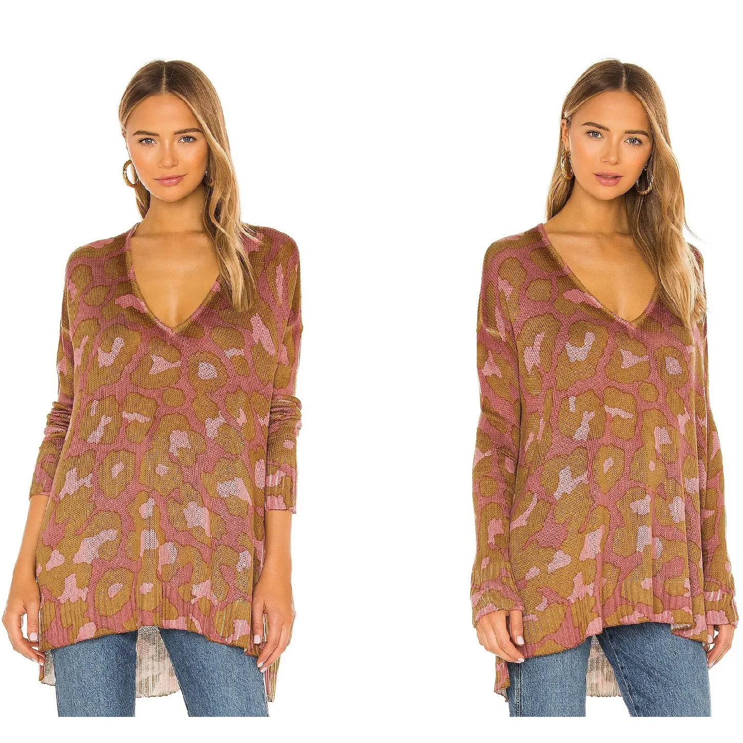 Revolve Show Me Your Mumu Rosy Leopard Knit Hug Me Sweater Boho Size SM - Image 2