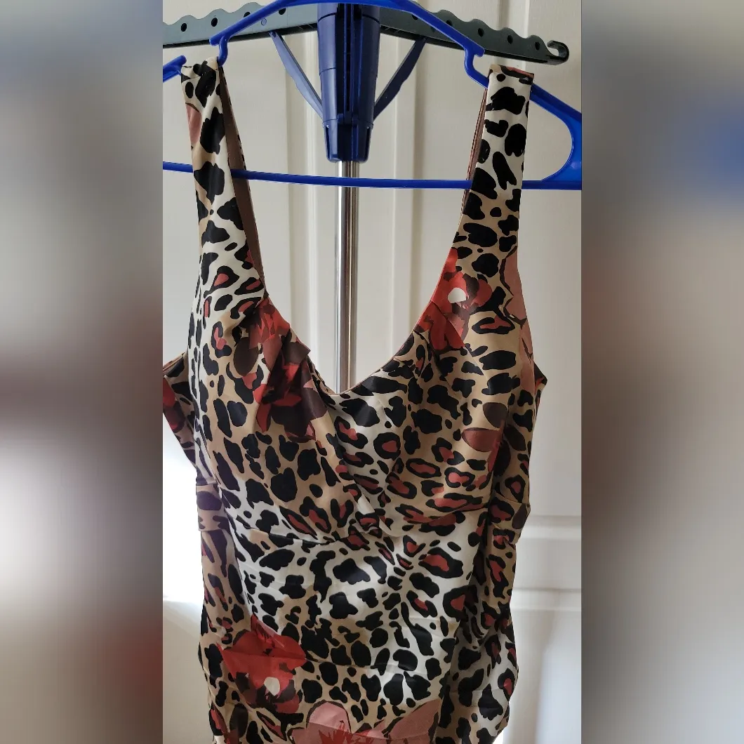 Signature By Sangrita Animal Print Dress Size 12 Brown - Image 7