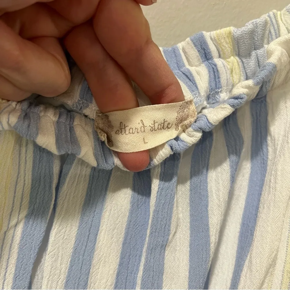 Altar'd State Striped Camellia Jumpsuit Size Large Striped Balloon Sleeve belt - Image 7