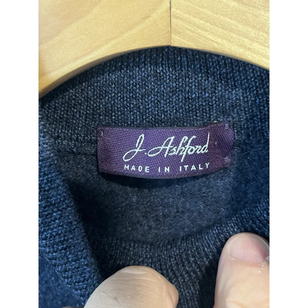 John Ashford Sweater Womens Large Wool Blue Long Sleeve Mock Neck Winter Vintage - Image 5