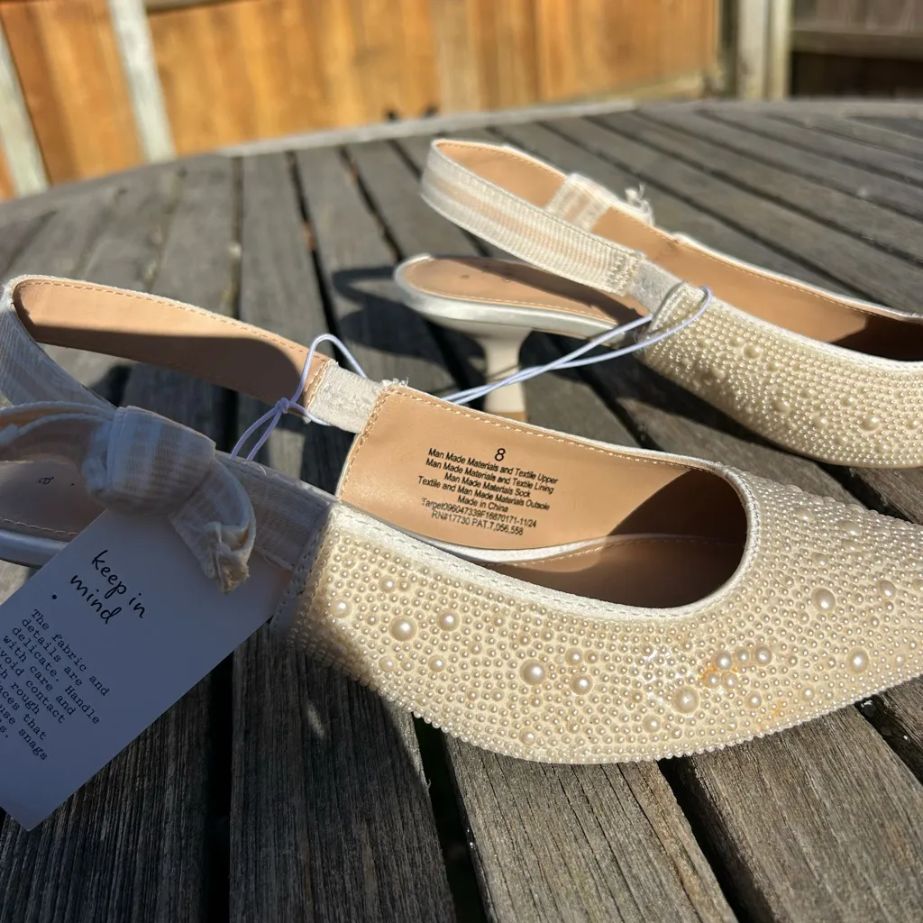 Nwt Women's Milan Slingback Heels - A New Day size 8 pearl wedding guest spring - Image 3