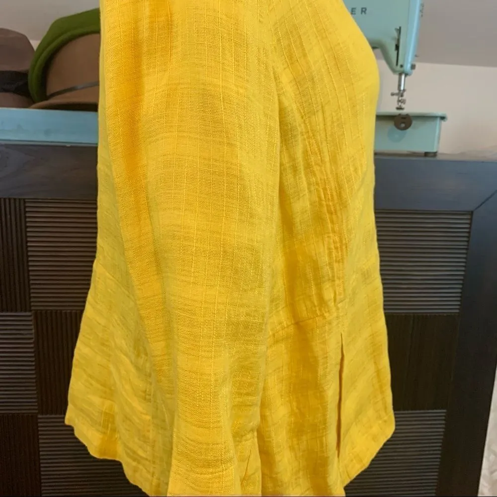 Eileen Fisher yellow linen button front blazer PL - Image 3