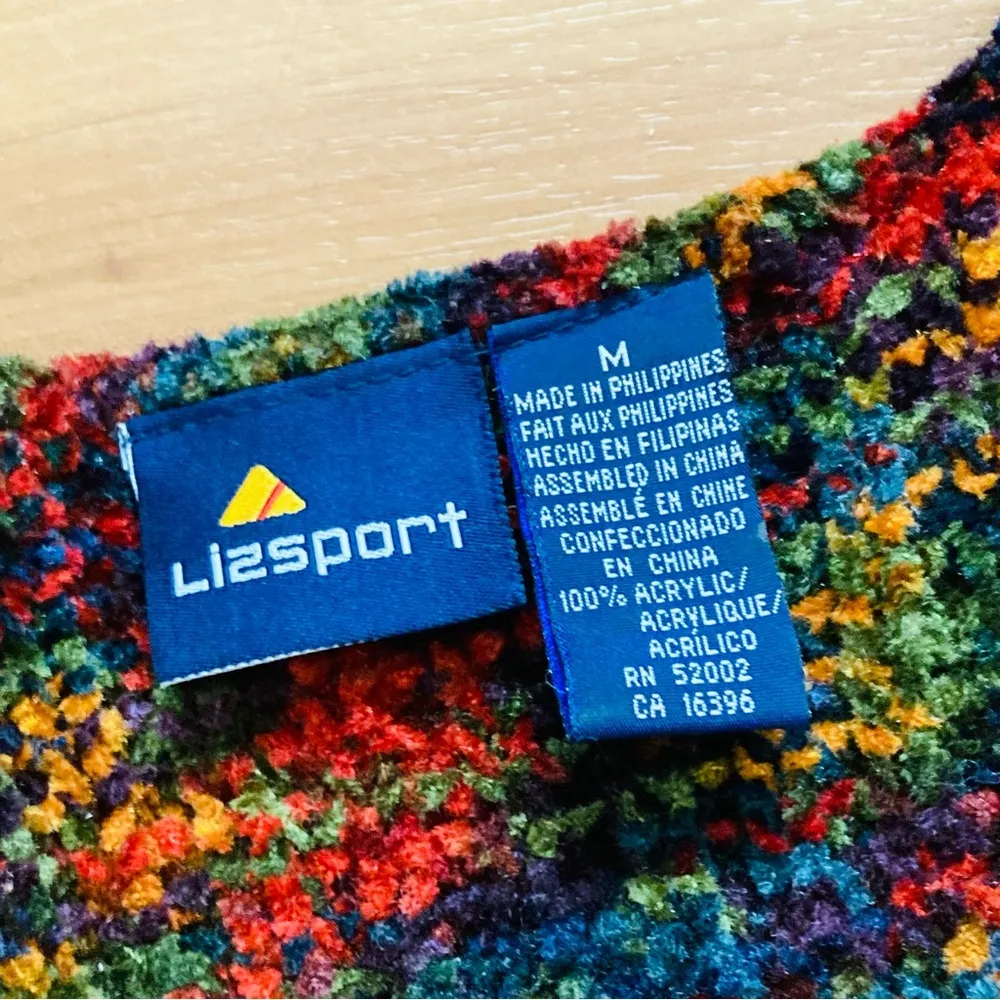 Liz Claiborne Vintage  Bohemian Knit Dark Rainbow Sweater Yarn Soft Retro Vest M - Image 5