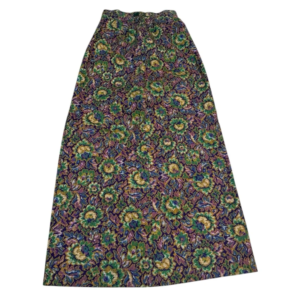 Vintage Fritzi of California Floral Ecru Print BoutiqueTapestry Maxi Skirt Green Size XS - Image 2