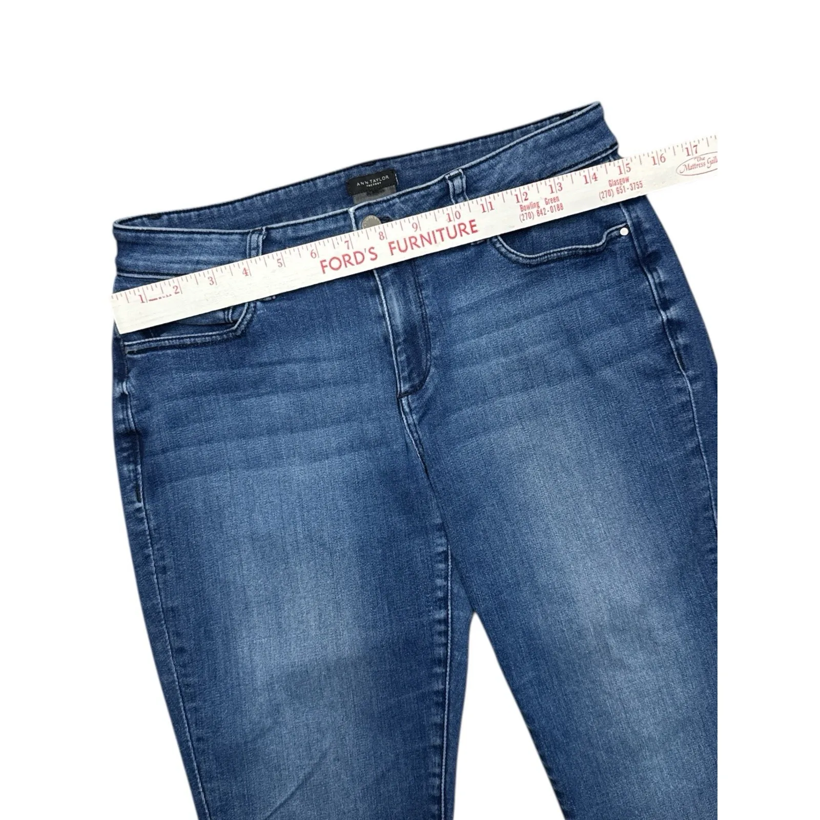 Ann Taylor Curvy Skinny Jeans 8 Mid Rise Sculpting Pockets Stretch Denim Indigo - Image 2