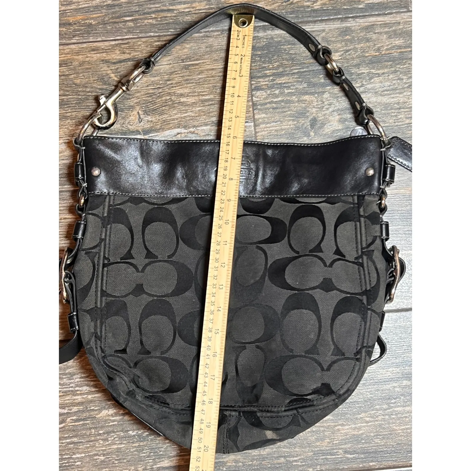 Coach Y2K Zoe 12674 Monogram Signature Hobo Shoulder Bag Purse Black Canvas - Image 11