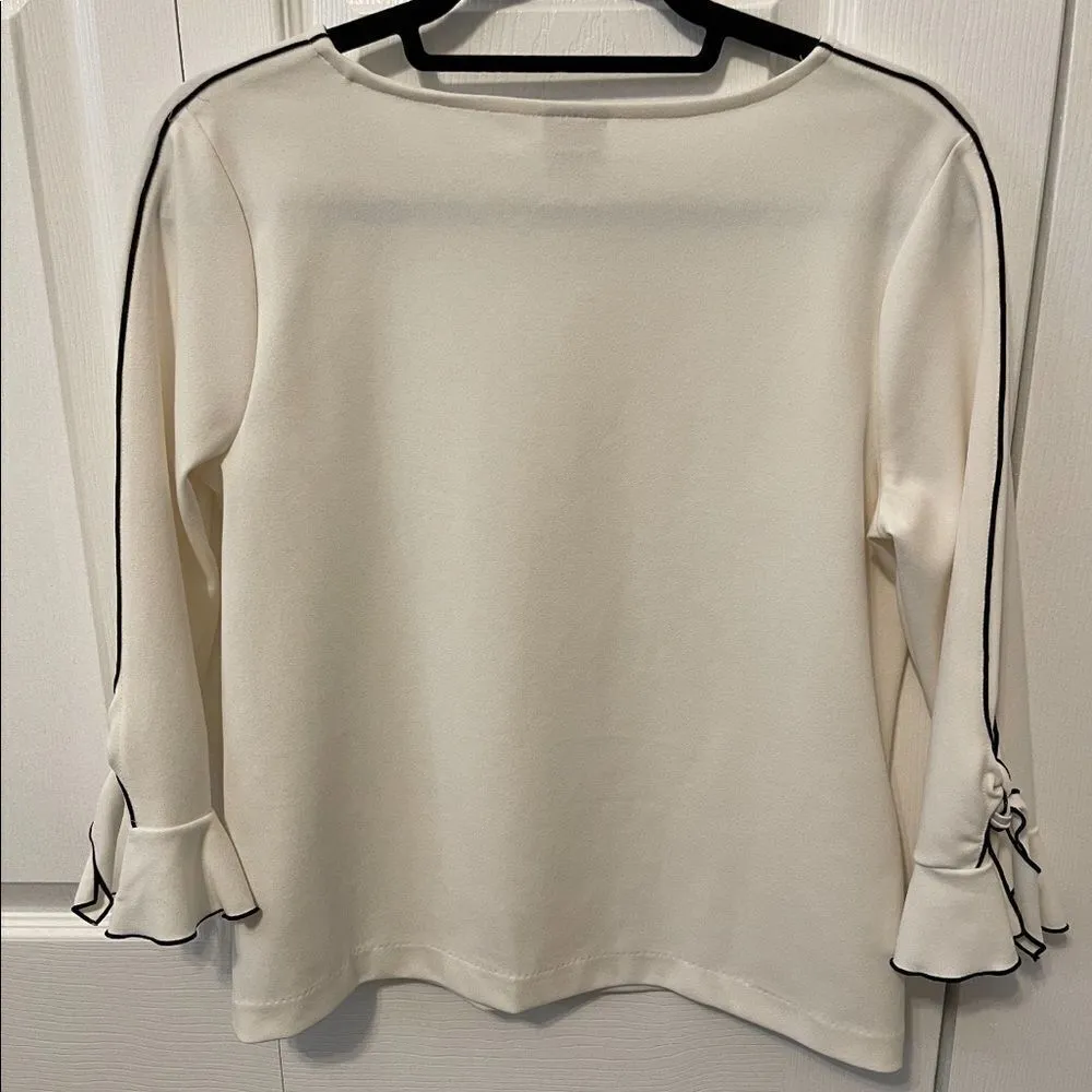 Chico’s Off-White and Black Work Blouse - Image 2