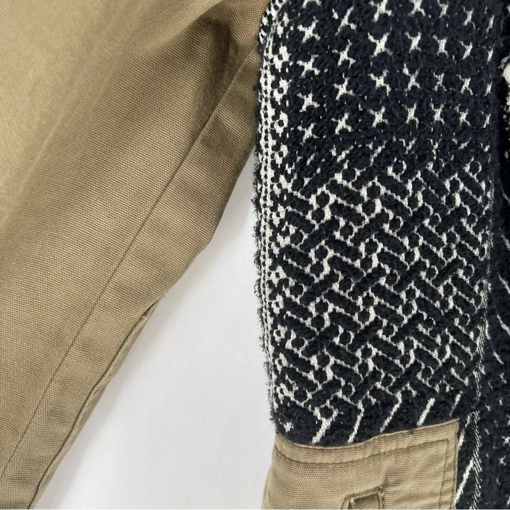 Anthropologie Hei Hei Black & White Woven Fringe Front‎ Anorak Jacket Size XS - Image 4