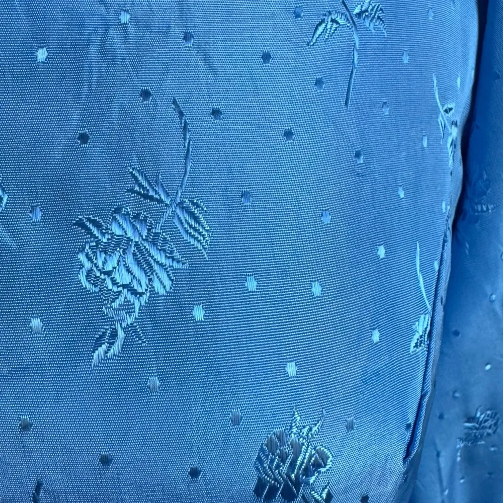 Vintage 70s Prairie Dress Blue Puff Sleeve‎ Floral ILGWU Union Made Size M - Image 7