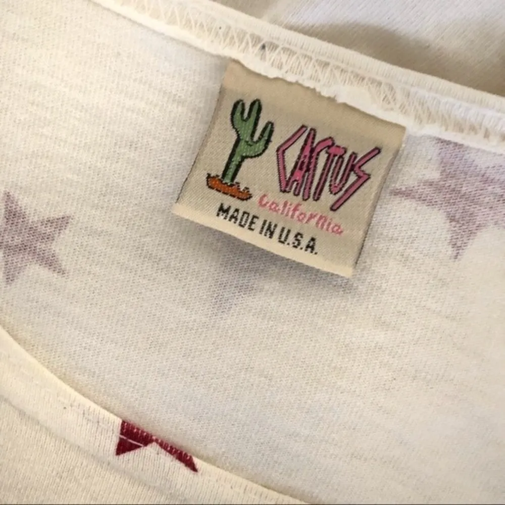 AMERICANA White T Shirt Dress Flags & Stars Patriotic Vintage Made in USA Size M - Image 6