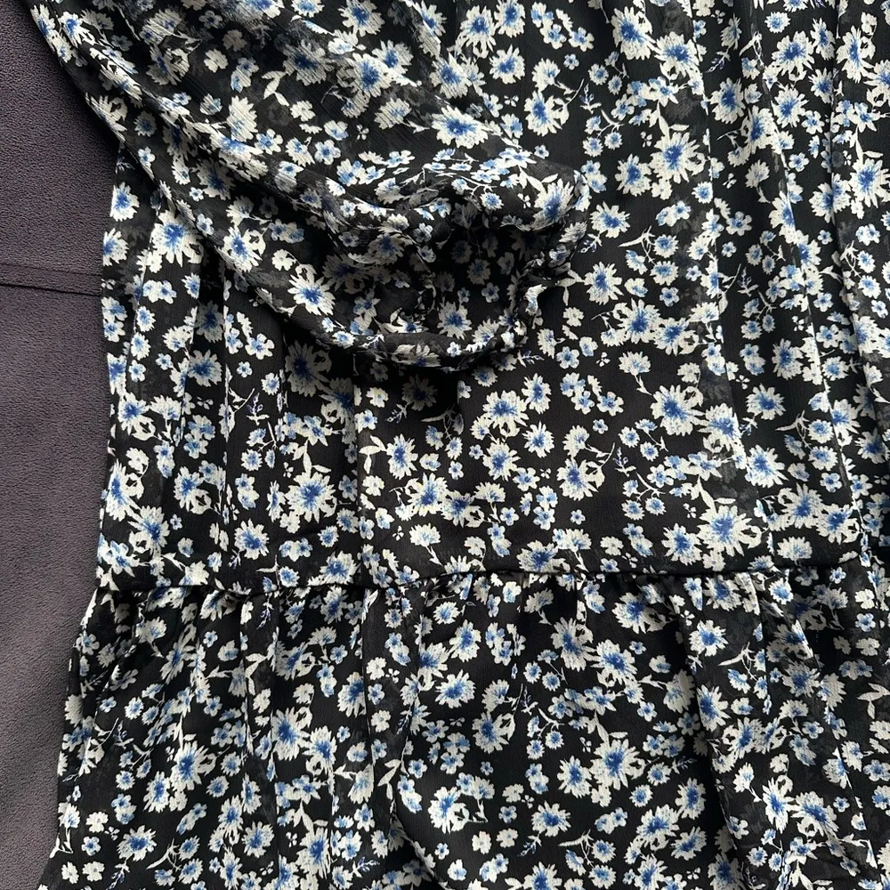 Mi Ami Blue & White Floral Long Sleeve Mini Dress Black Size M - Image 4