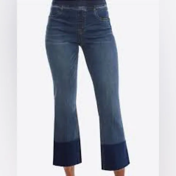 SPANX Cropped Flare Jeans, Two Tone Denim, Medium - Image 2