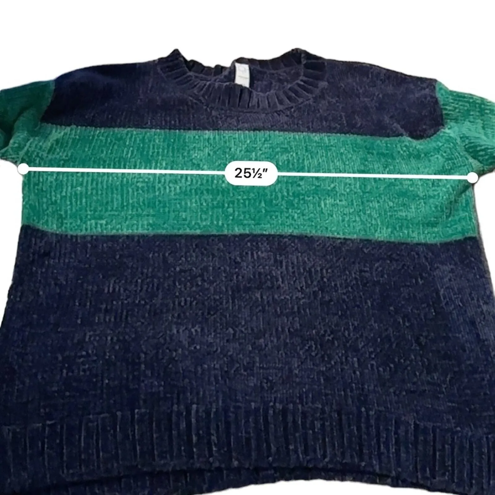 Offline by aerie Navy Blue & Green Long Sleeve Crewneck Chenille Sweater Sz L - Image 10