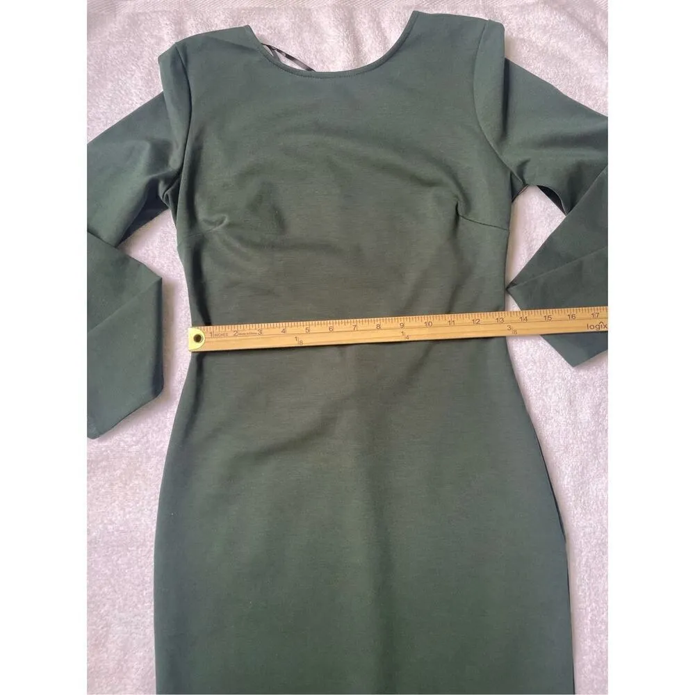 NWT Lulus Olive Green Open Back Long Sleeve Round Neck Dress Size L Party Knee L Size L - Image 8