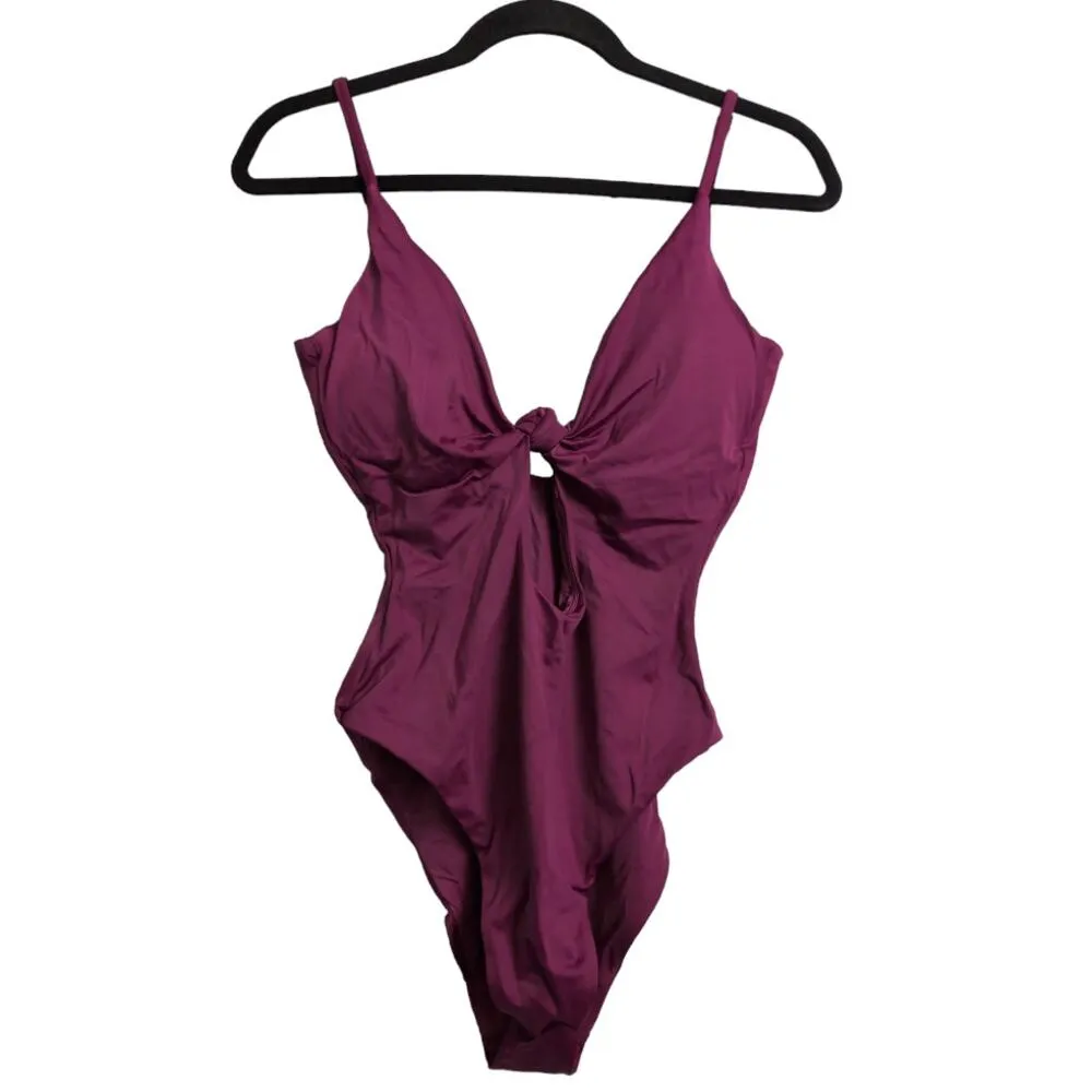Andie The Santorini Plum One Piece Keyhole Cutout Adjustable New L - Image 2