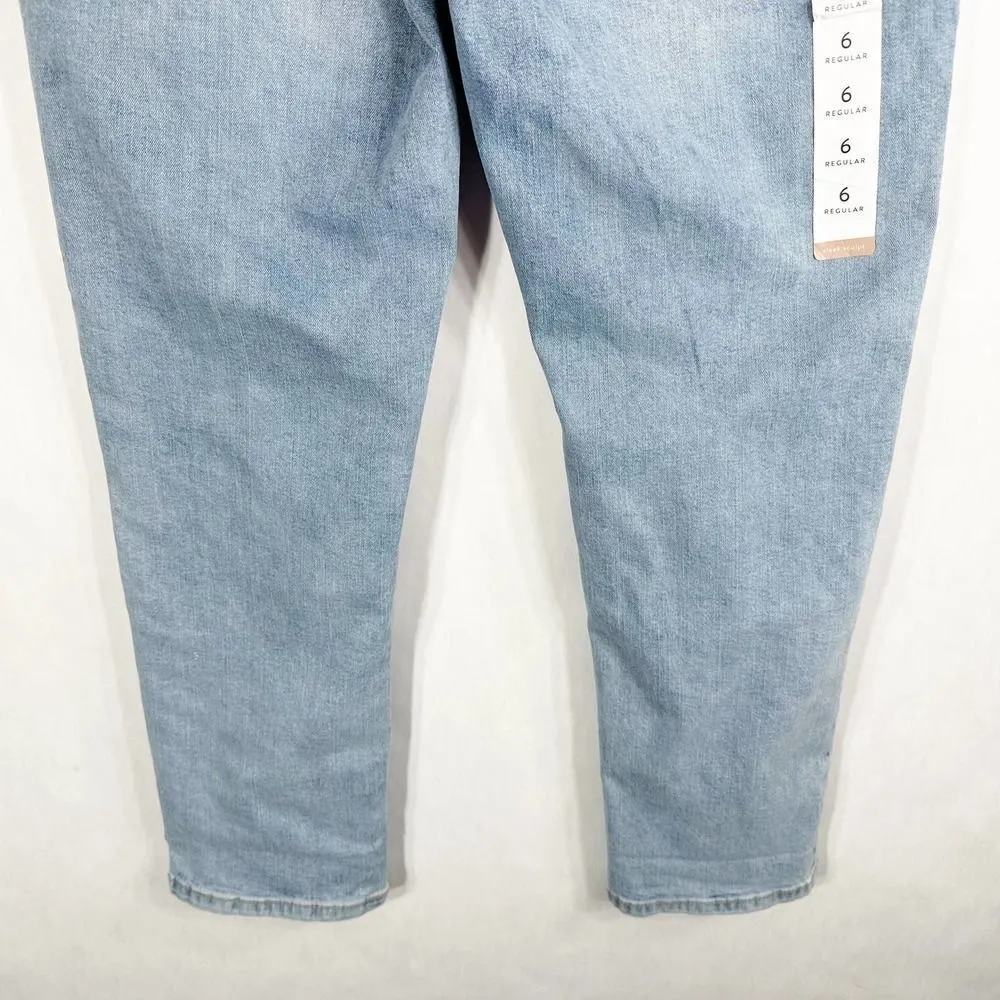 Wonderly Size 6 Jeans Distressed Light Blue Girlfriend Crop Ankle Straight 615 - Image 6