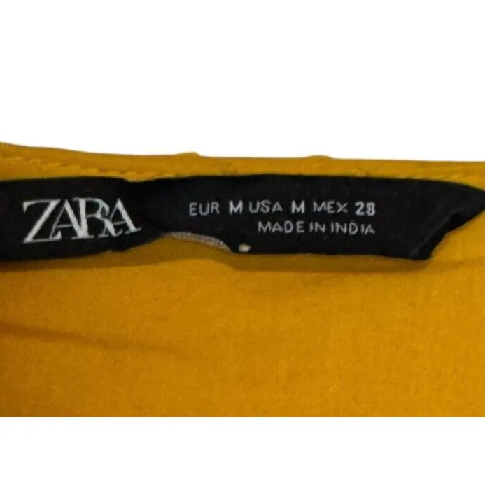 Zara Women's Dress Mini Polka Dot Lace Pleated Hem V-Neck Balloon Sleeve‎ Medium - Image 5