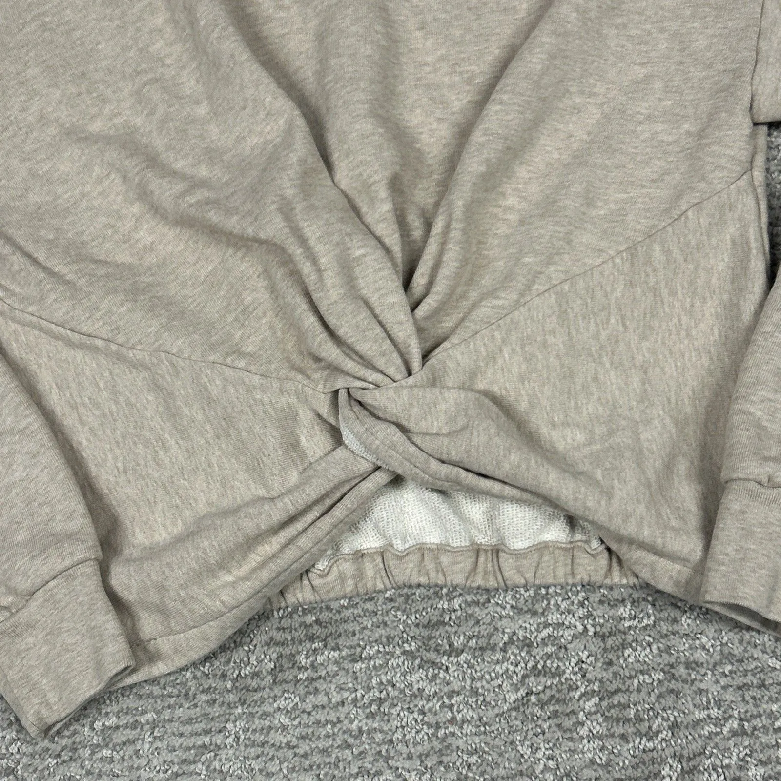 Frame Sweatshirt Womens XS Beige Oatmeal Heather Twist Front Terry Cloth Lined - Image 2