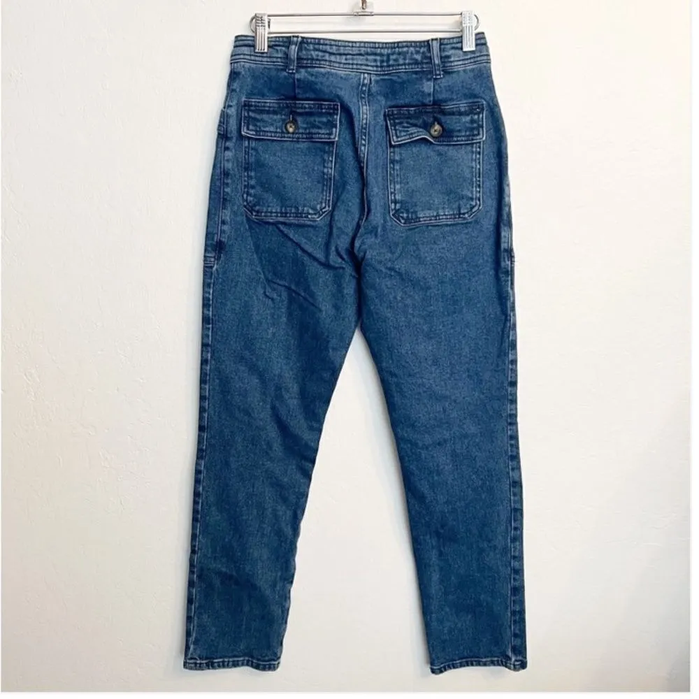 BODEN Abingdon Denim Jeans Dark Wash Seams Large Pockets High Waist‎ Size 4 Y2k Blue - Image 4