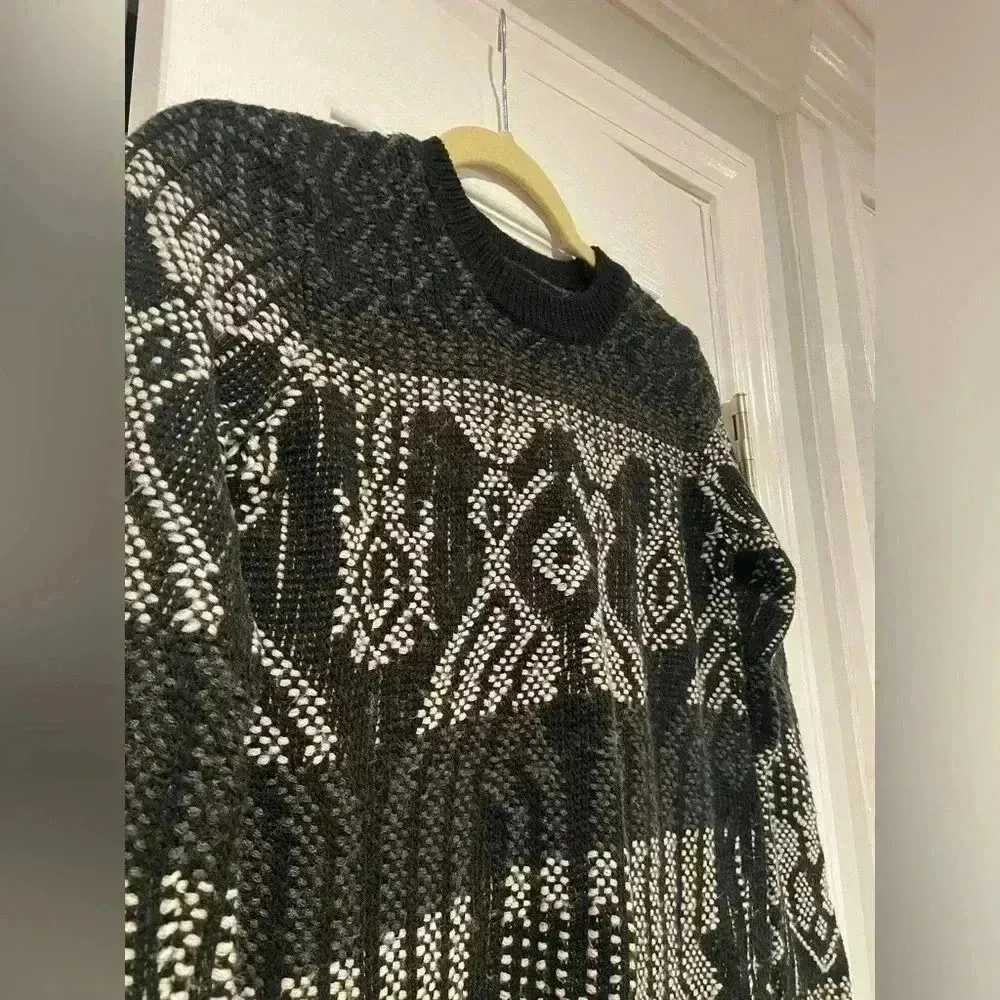 J. Crew Women Black Mixed Stitch Blanket Sweater Soft Cotton Wool Blend Size XXS - Image 6