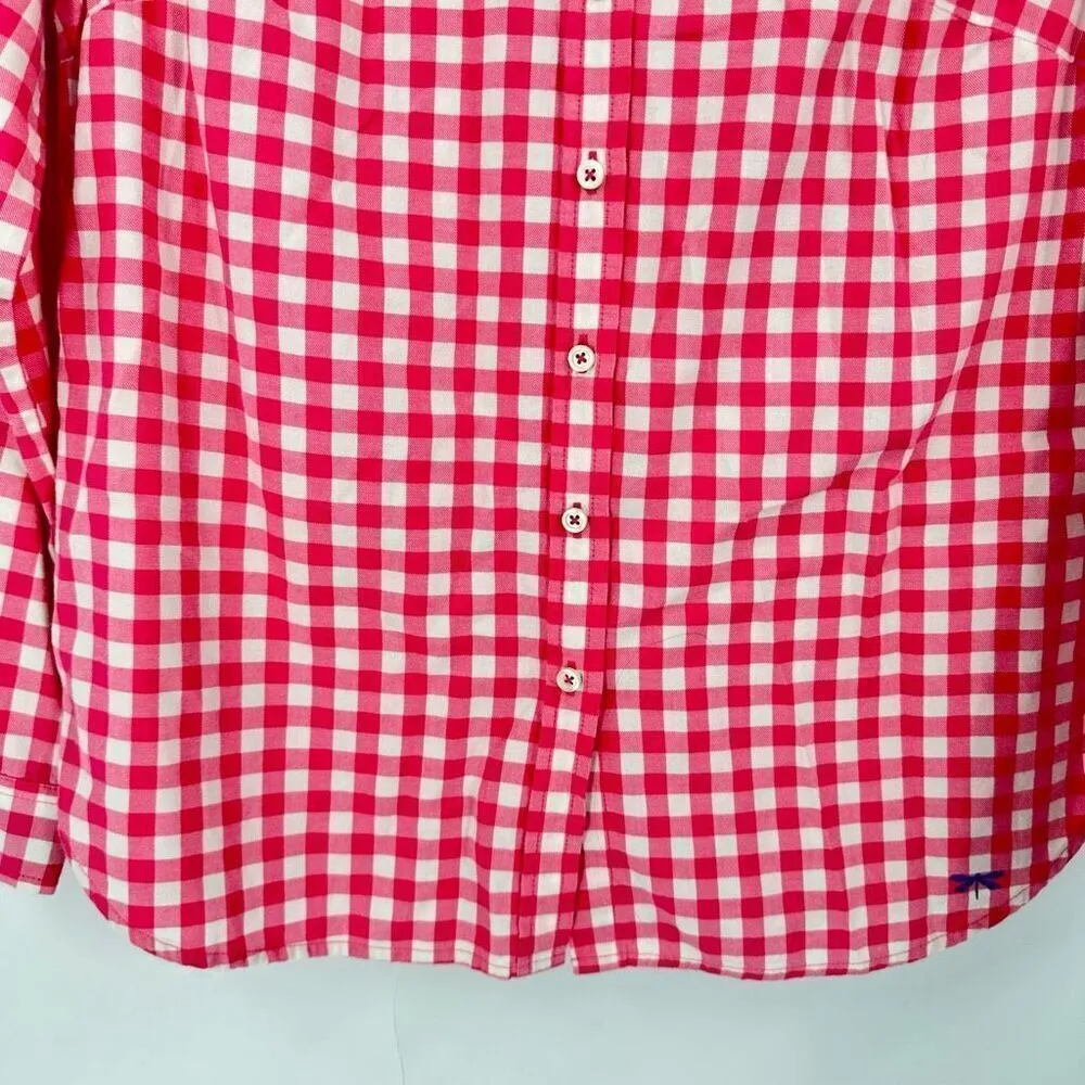 Talbots Pink Check Plaid Button Down Medium Pet Chore Barn Country 100% cotton‎ - Image 10