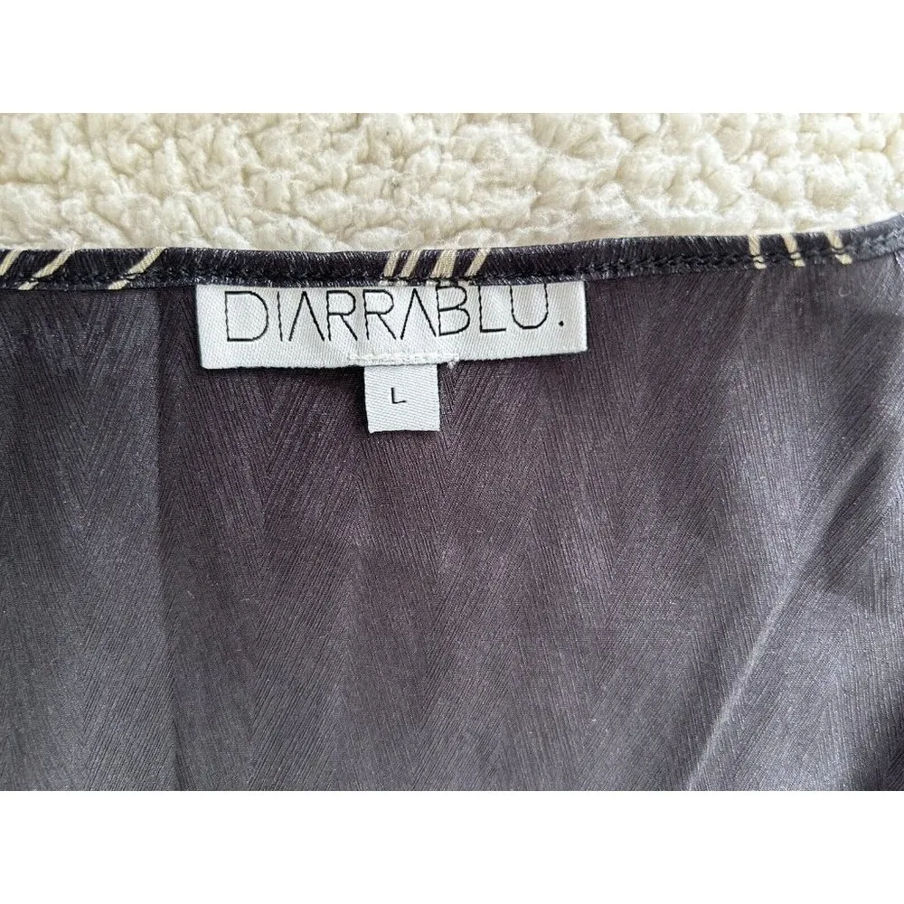 DIARRABLU Lala Wrap Dress in Black/Gold Scribble Print Long Sleeve Size L Size L - Image 6