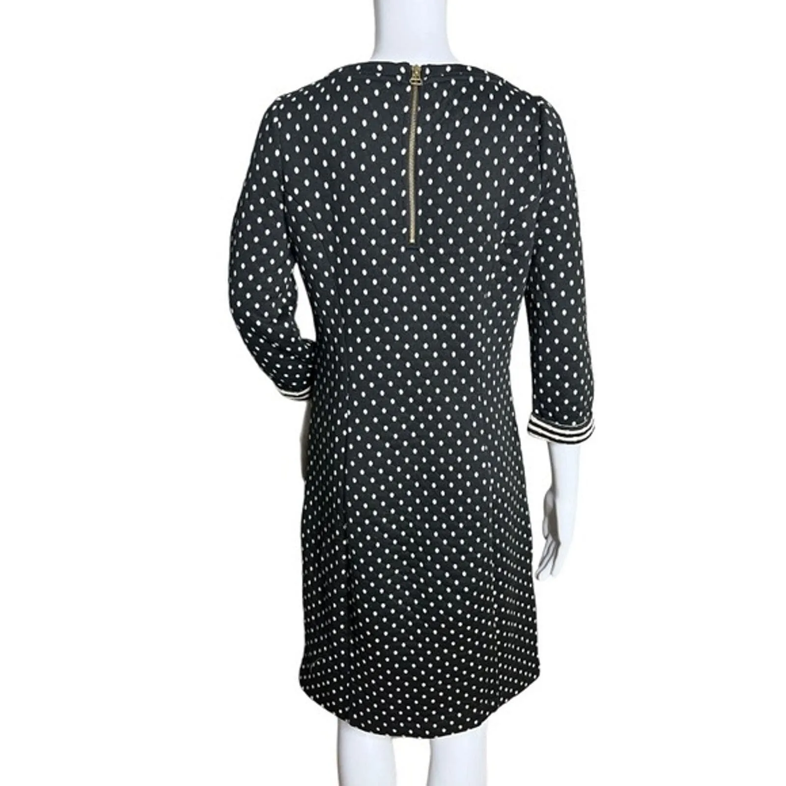 Boden Dress Womens 6L Navy Blue White Polka Dot Sheath Quilted Novelty Bohemian‎ Size 6 - Image 3