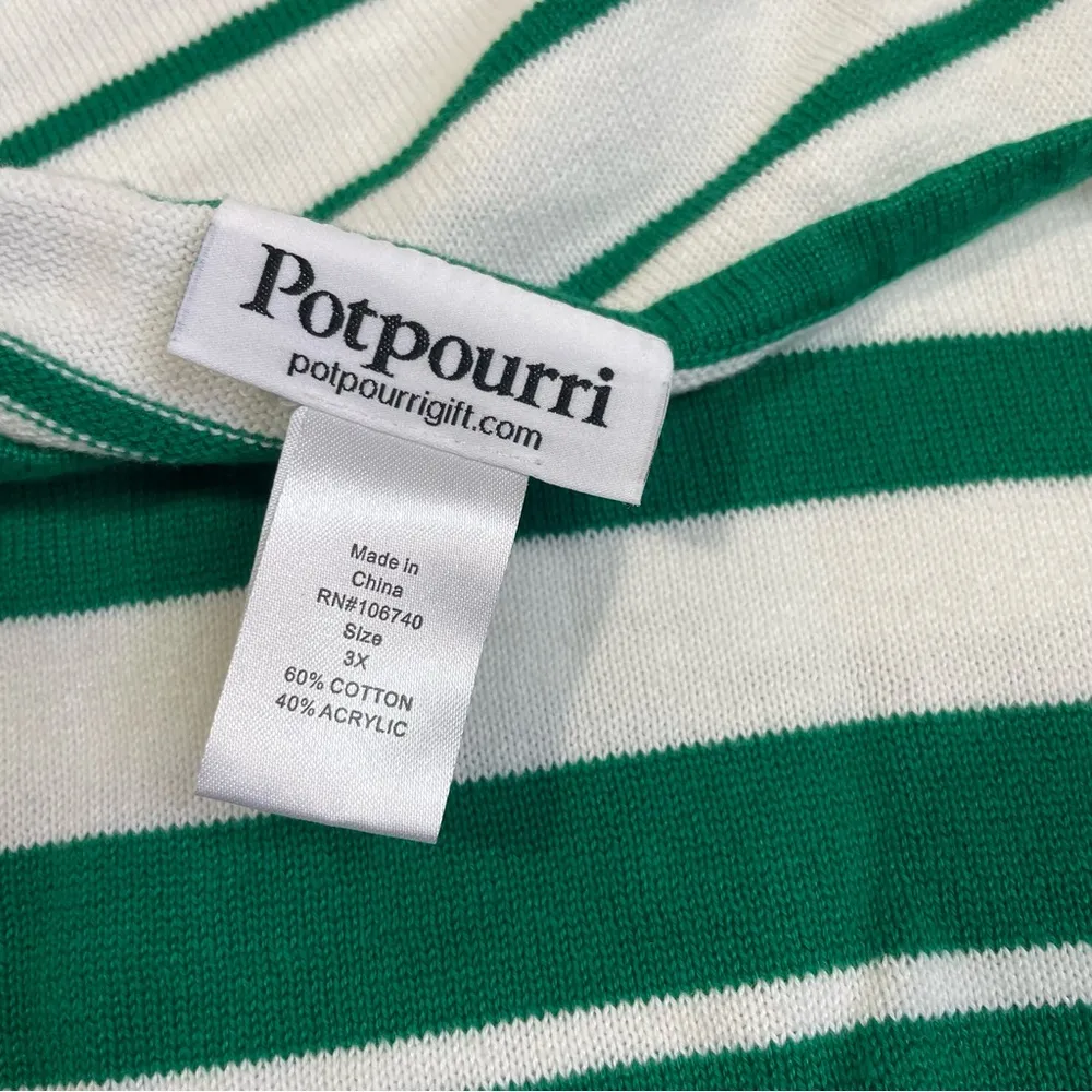 Potpourri Women’s 3X Green/White St.Patricks Clover‎ Quarter Sleeve Sweater Green - Image 5